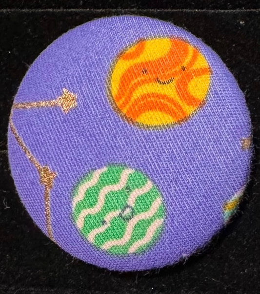 Size 75 Purple Space Buttons - Lava Planet and Green Planet