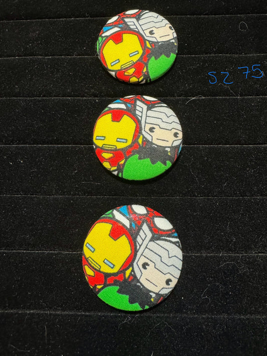 Size 75 Thor and Iron Man Buttons